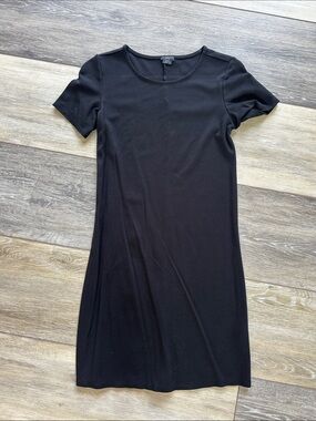 Ann Taylor Black Short-Sleeve Mini Dress